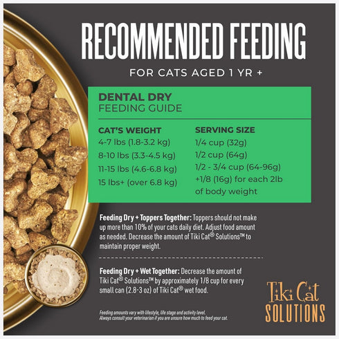 Tiki Cat Solutions Dental Baked Kibble Chicken Dry Cat Food 2.8lb - Poudre Pet & Feed Supply 6